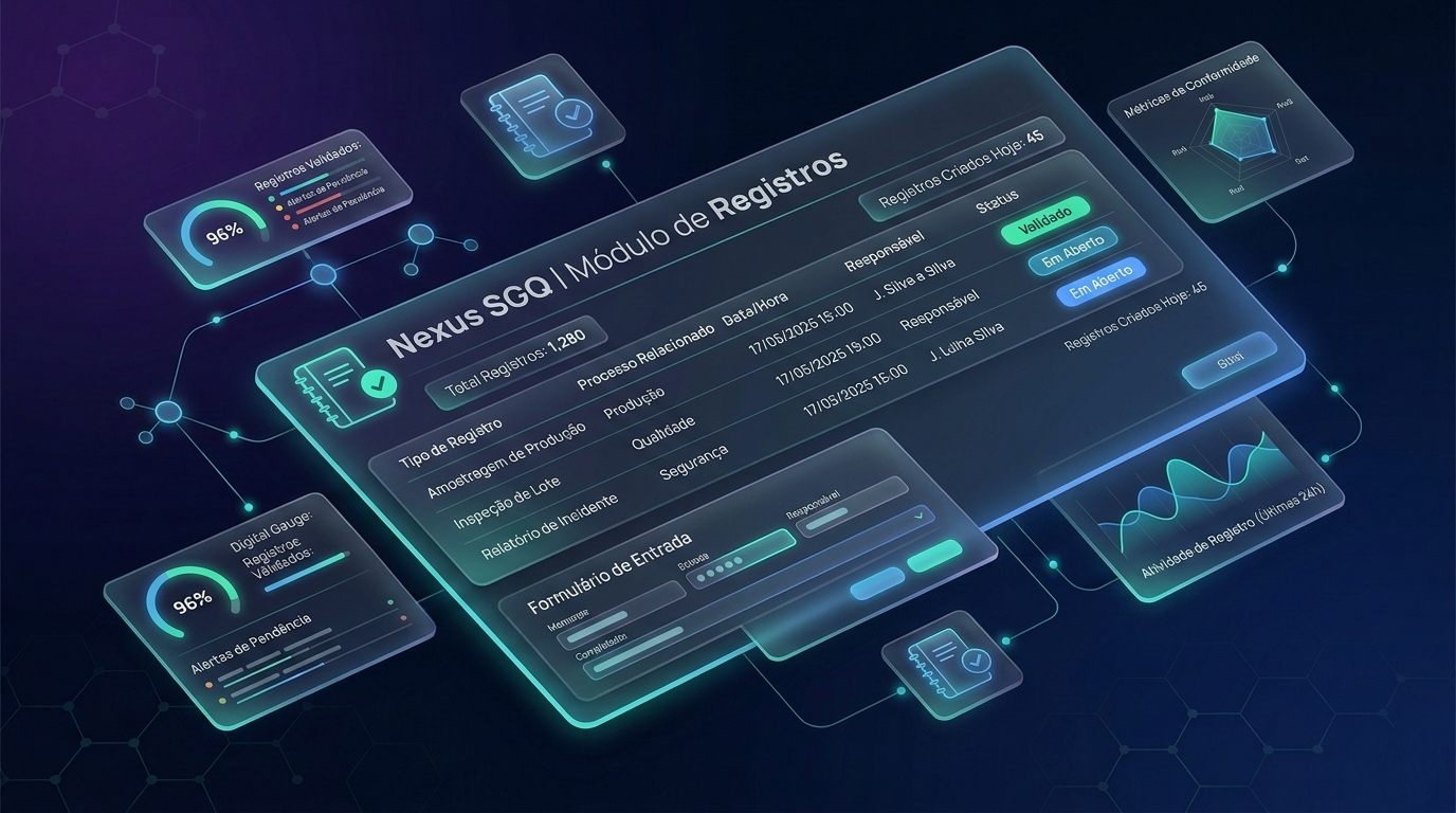 Preview do módulo Registros